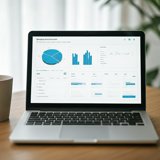 data analysis dashboard on laptop screen